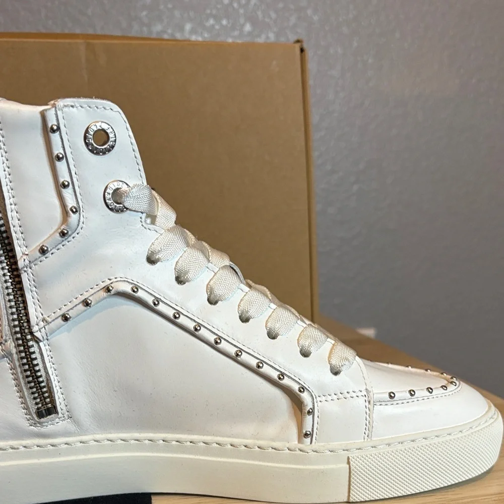 Zadig & Voltaire White Studded Leather High-Tops- 8 - Picture 6 of 13